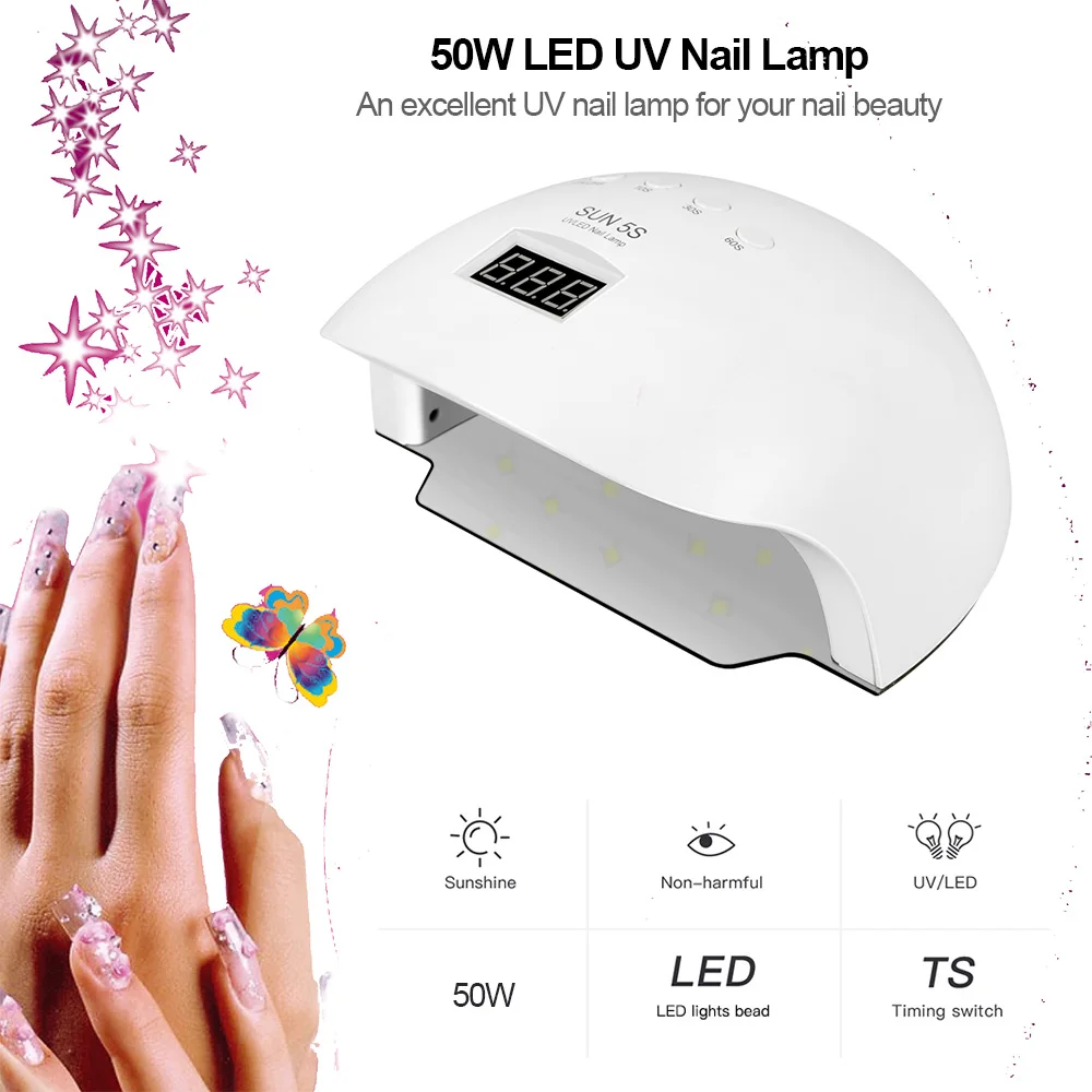 

SUN 5S 50W UV LED Nail Lamp Professional Nail Gail Dryer Machine LED Nail Lamp Fingernails Toenails Curing Machine Nail Art Tool
