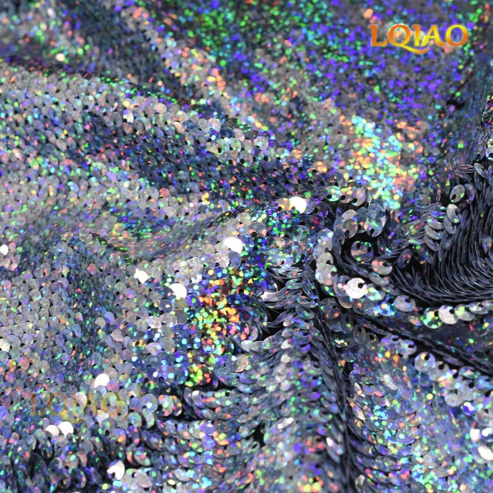 Laser Silver Reversible Sequin Fabric By The Yard Mermaid Sequin Fabric