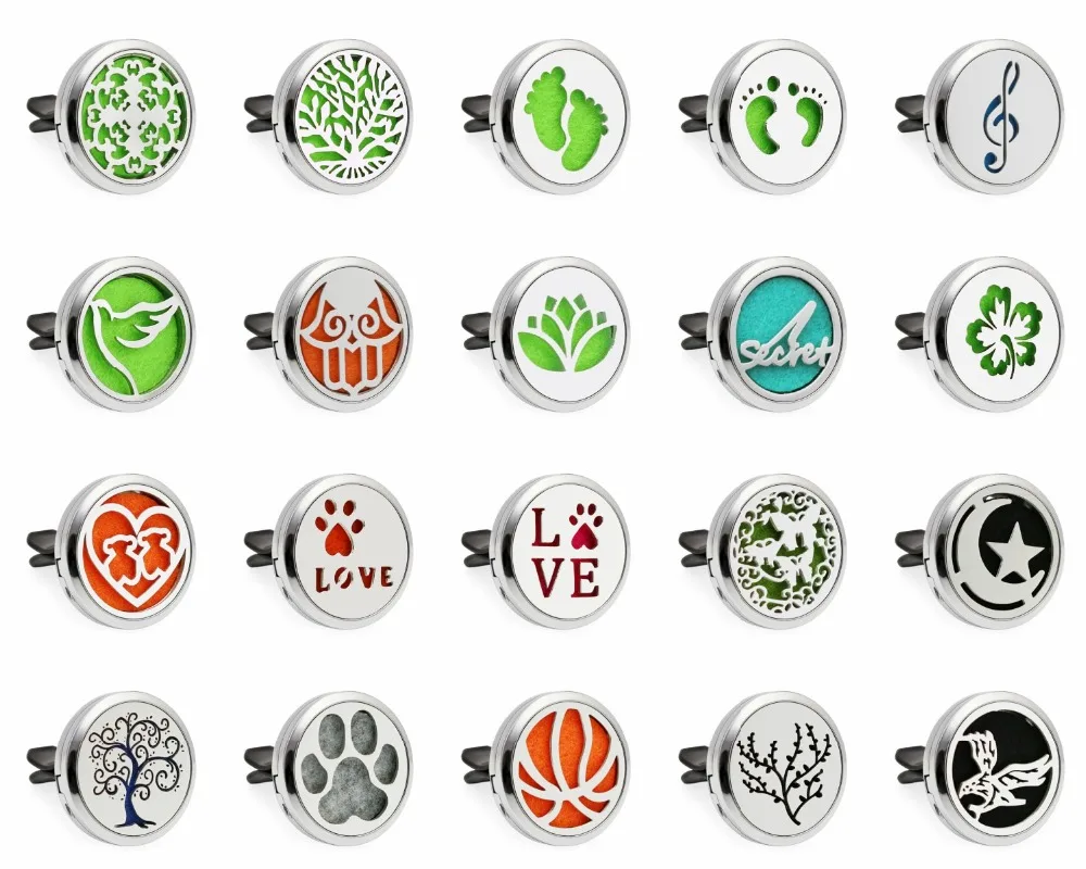 

Basketball footprint Tree of life Perfume Diffuser Locket Car vent clips Essential Oil Aroma locket clip Magnetic 10 Pad random