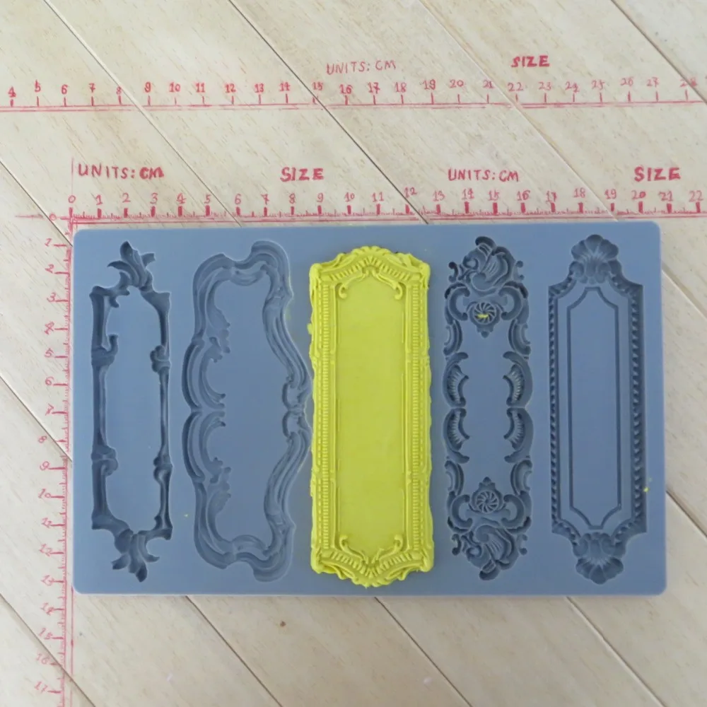 

silicone mold fondant molds Vintage Art Decor Molds object labels five pattern food grade mold for cake decorations