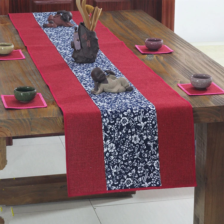 Скатерть прямоугольная из хлопка и льна в китайском стиле|table runner|chinese table runnerpatchwork