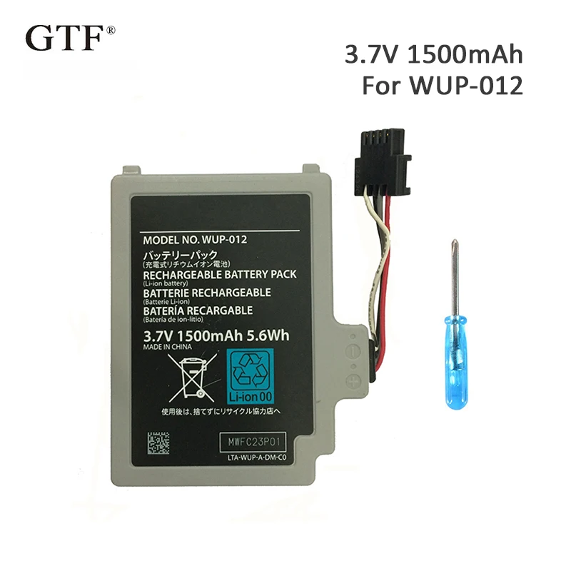 GTF 3.7V1500mAh Перезаряжаемые Li Ion Батарея замена батарей для Nintendo Wii U контроллер WUP 012