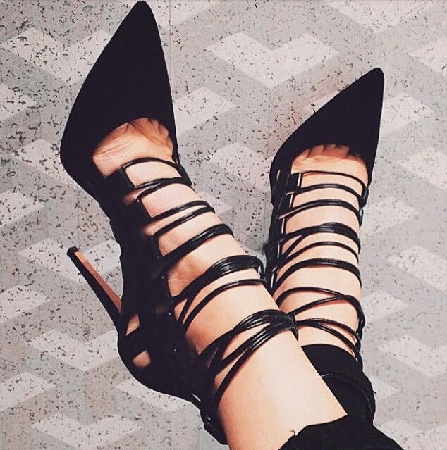 Front Strappy Sandals High Heeled Cut 