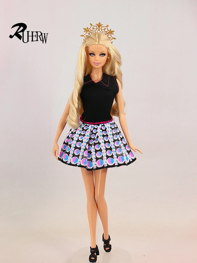 5 шт./партия, Модная Джинсовая юбка, одежда высокого качества, аксессуары для кукол, белое волнистое платье для куклы Барби