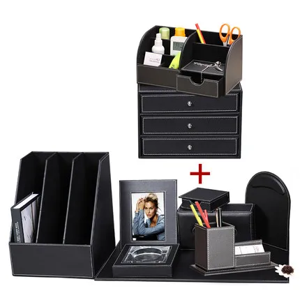 Luxury Office Sets Of Leather Desktop Stationery Storage Box Pen Luxury Office Sets Of Leather Desktop Stationery Storage Box Pen Holder Creative Supplies Gifts In Home From Garden On