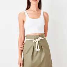 Юбка с ластовицей спереди Trendyol Haki TWOSS19OC0029