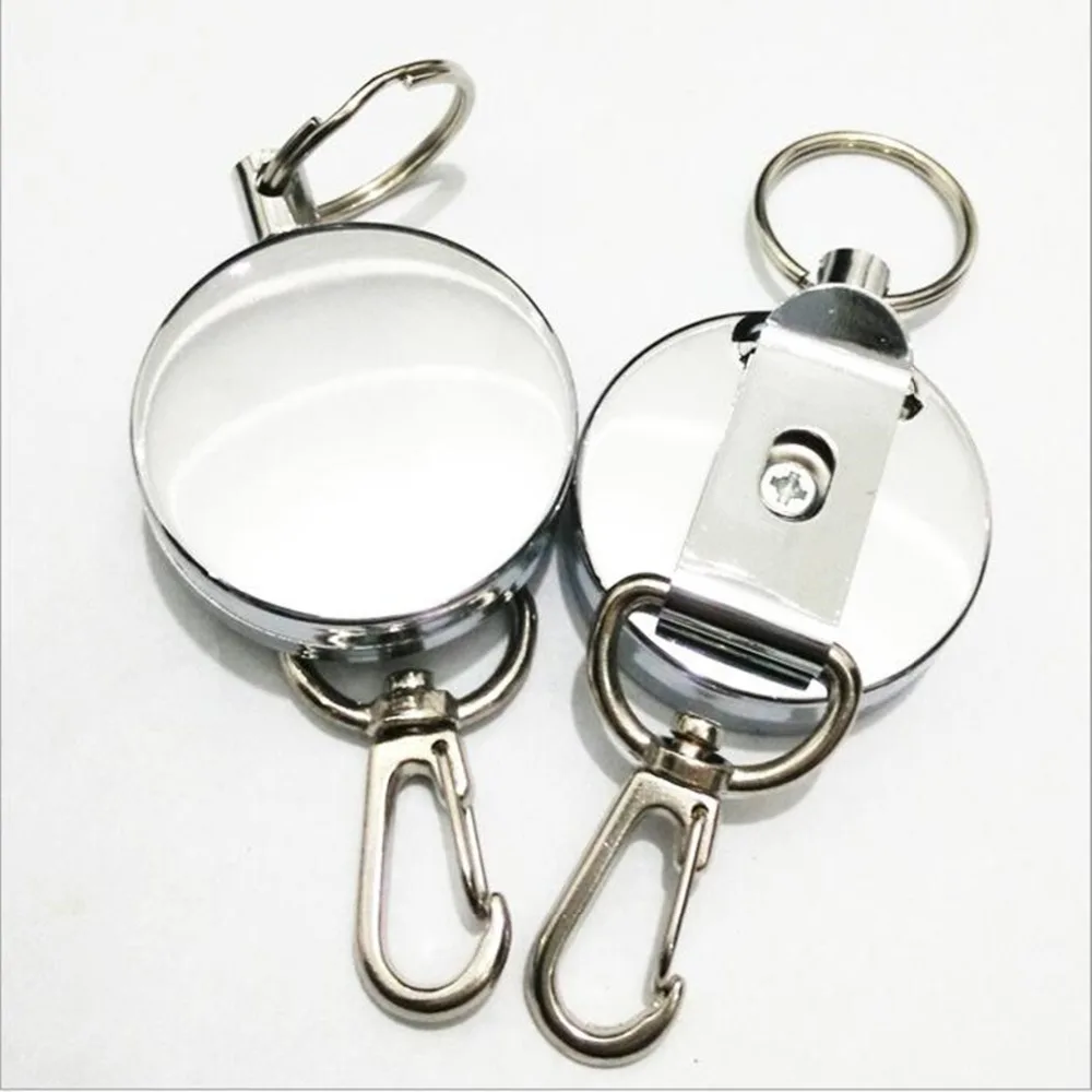 

4cm High Resilience Steel Wire Rope Chain Recoil Metal Retractable Key Chain Alarm Key Ring Anti Lost Llavero Chaveiro Badge