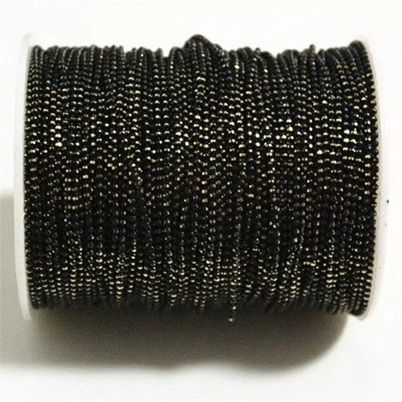 5 метровая черная Мерцающая цепочка на латунном браслете, 1,2 мм, ожерелье, цепочка с шариками, цепочка с кисточками, анти-тарнихи, высокое качество Y14