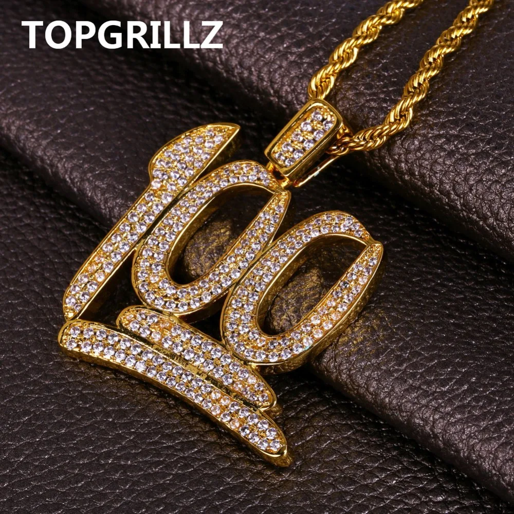 TOPGRILLZ хип-хоп 100 точек микро паве кубический циркон ожерелье и кулон