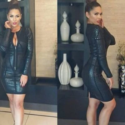 Célébrité Hl Robes Dropship Avant De Foil Robe Gros Imprimer En Zipper Noir Manches Métallique Moulante À Bandage Longues cWw6wvRqSC