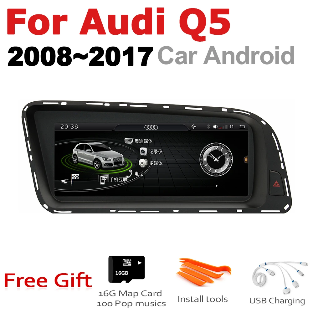 Best Android 7.0 up Car Multimedia player For Audi Q5 8R 2008~2017 MMI WiFi GPS Navi Map Stereo Bluetooth 1080p IPS Screen 4