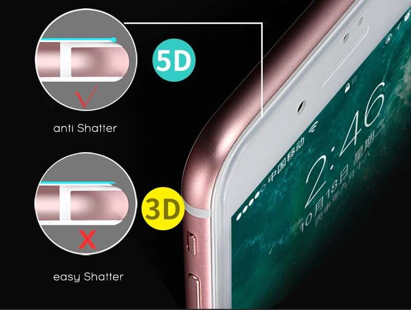 5D полное покрытие закаленное стекло для iphone X 8 7 6 6S Plus закругленные края Защита