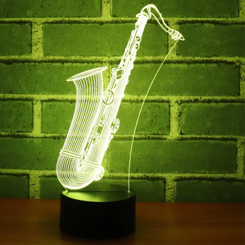 En Ligne 3D LED Nuit Lumière Sax Instruments de Musique Saxophone avec 7 Couleurs Lumière pour La Maison Décoration Lampe Incroyable Visualisation Optique