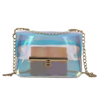 

Chain Shoulder Bag Crossbody Bags For Women Messenger Purse Transparent Fashion Jelly Suitcase bolsa feminina сумка через плечо