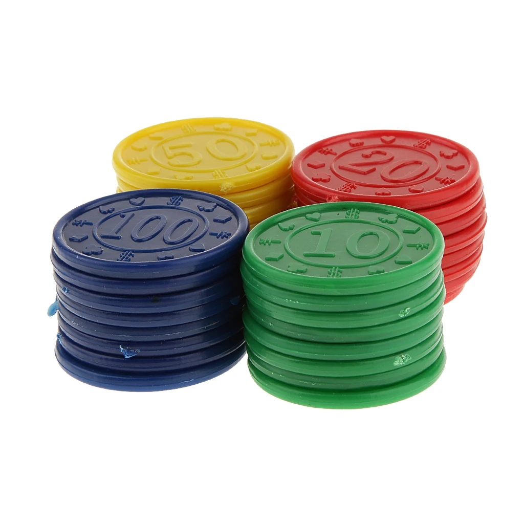 32-Pack Plastic Game Chips Set Counters for Poker, Mahjong, Roulette, Blackjack - Light weight and Washable
