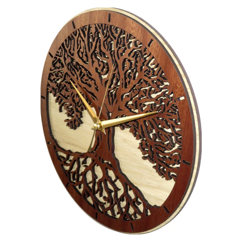 Tree of Life Wall Art Wall Clock Sacred Tree Wood Wall Clock Green Life 3D Art Wall Clock Modern New Arrival Hanging Clocks