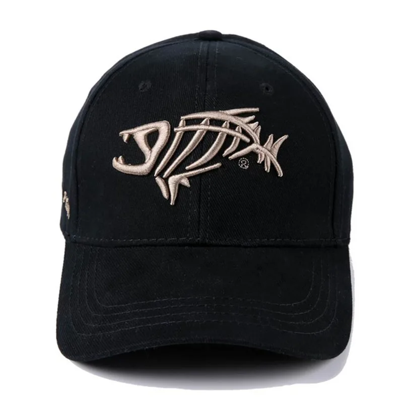 Fish Bone Embroidered Cap Baseball Cap for Men Fashion Fishing Sunhat