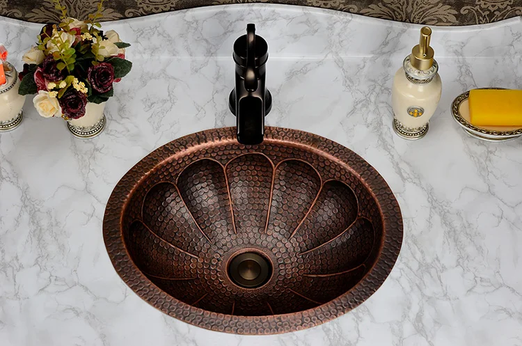 Kostenloser Versand Mode waschbecken, antike cooper messing Becken