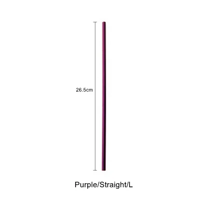 Скандинавские красочные 304 нержавеющая сталь питьевой соломинки многократного использования изогнутая металлическая соломинка Высокое качество трубка Офис Бар посуда для напитков аксессуары - Цвет: Purple-Straight-L