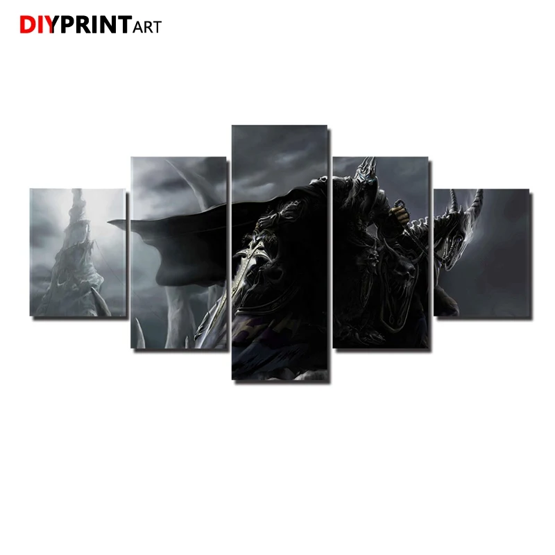

Warcrafts 3 Arthas Sword 5 Panel Canvas Wall Art Paintings for Home Decoration Living Room A1600