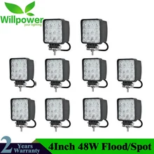 10 шт. 4 дюйма 48 Вт Светодиодный светильник для автомобиля 4x4 ATV светодиодный рабочий светильник для дайвинга s грузовик 12 В вождения противотуманный Точечный светильник s трактор внедорожный