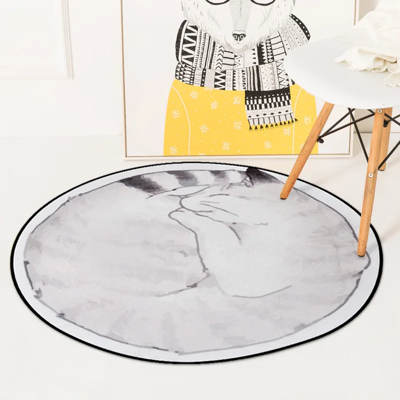Zeegle Cat Painting Soft Round Carpet For Kids Room Area Rug For Living Room Anti-slip Baby Crawling Mats Table Chair Floor Mats Zeegle Cat Painting Soft Round Carpet For Kids Room Area Rug For Living Room Anti-slip Baby Crawling Mats Table Chair Floor Mats