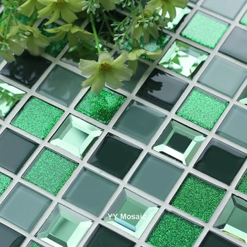 

25mm shiny 5 facets diamond design mirror glass mosaic tiles wedding house wall sticker display cabinet DIY decorated 4 colors