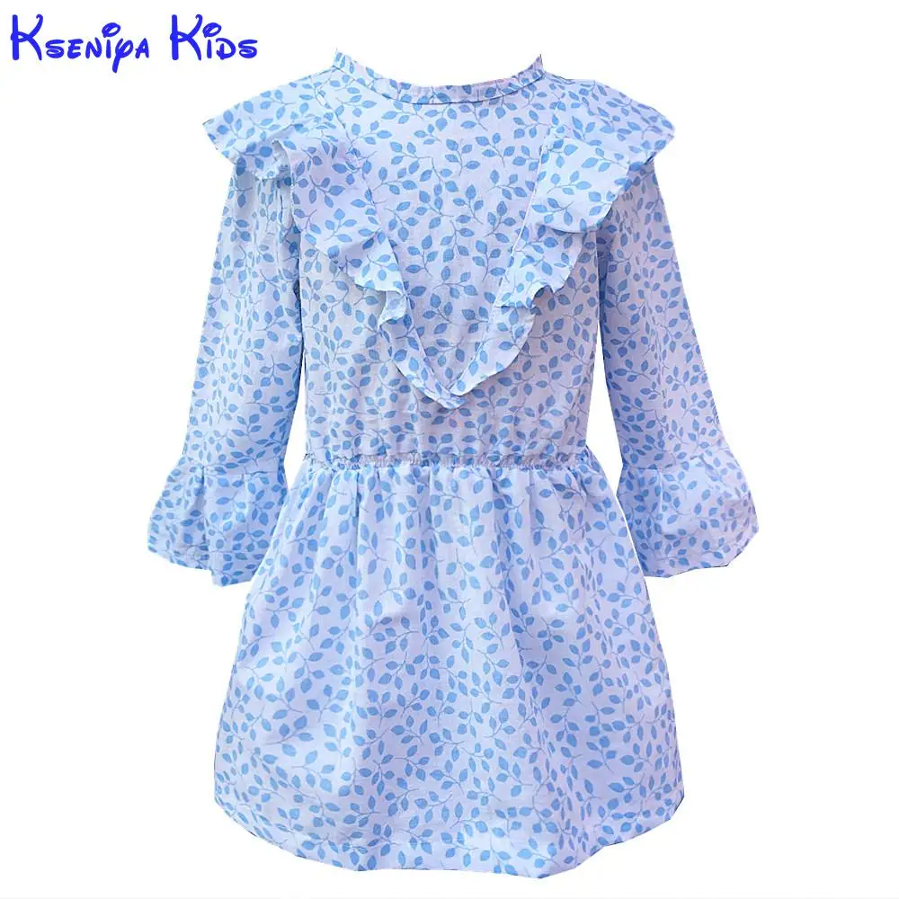 

Kseniya Kids 2017 New Spring Light Blue Flower Girl Dresses Kid Baby Girl Princess Dress Girls Clothes Childrens Dress Floral