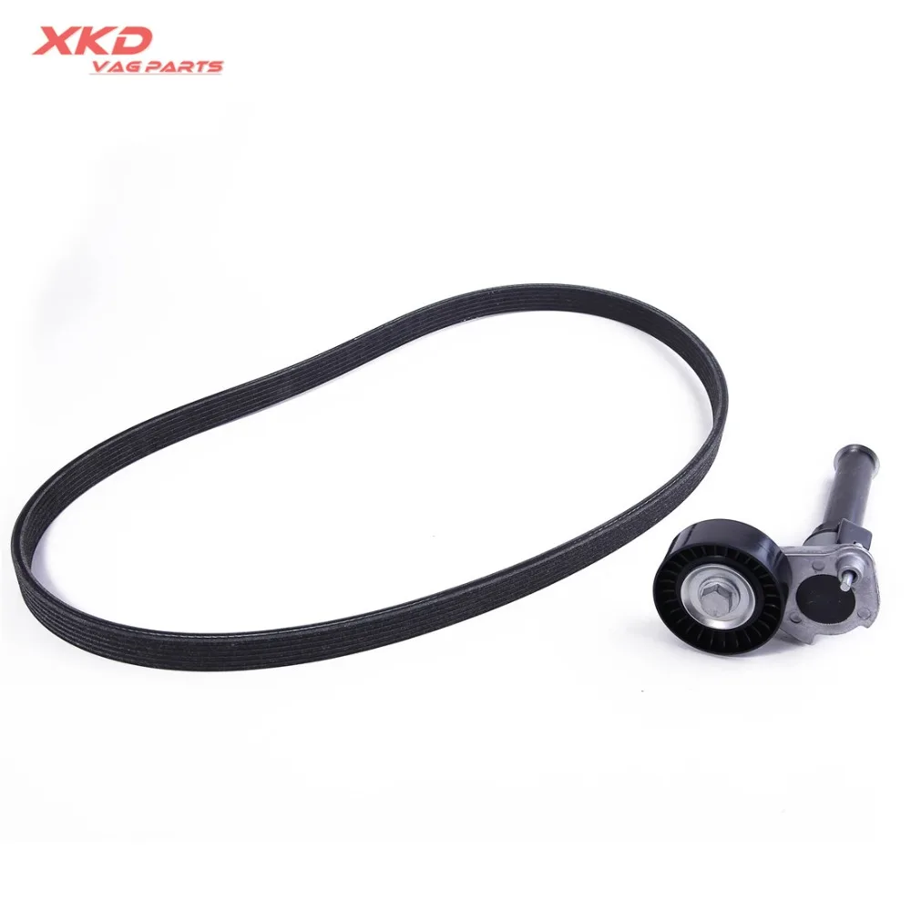 

AC V-Ribbed Belt + Tensioner Kit For AU-DI A3 S3 TT V-W Je-tta Golf G-TI Passat EOS CC Tiguan 2.0T