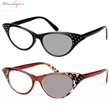 WEARKAPER Защита от солнца читателей фотохромные очки для чтения Для женщин солнцезащитные очки "кошачий глаз" очки при дальнозоркости, солнцезащитные очки с Чехол прижимная планка Oculos de Grau Feminino