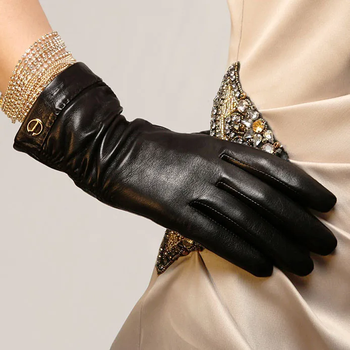 Г. Женские перчатки на запястье короткие тонкие перчатки из натуральной кожи женские модные козья кожа для Зимнего Вождения плюс термальные EL035NN