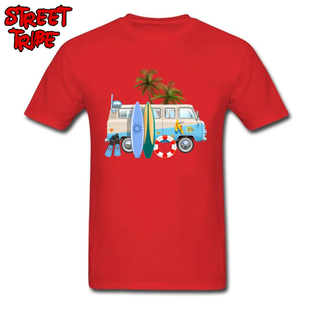 car and surfboard 23561 100% Cotton Fabric Tees for Boys Leisure T Shirt comfortable Designer Round Neck Tee Shirts Short Sleeve car and surfboard 23561 red