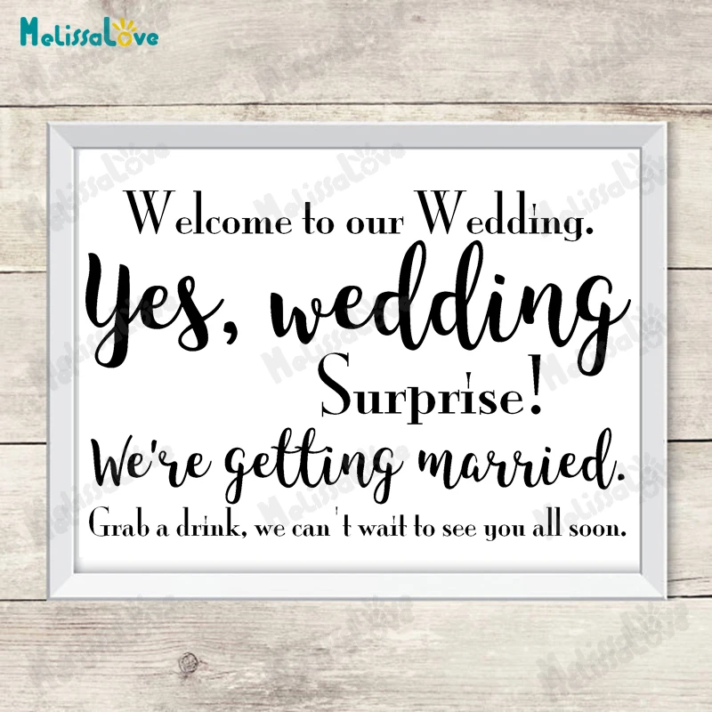 Welcome To Our Wedding Surprise Married Decal Wedding Board