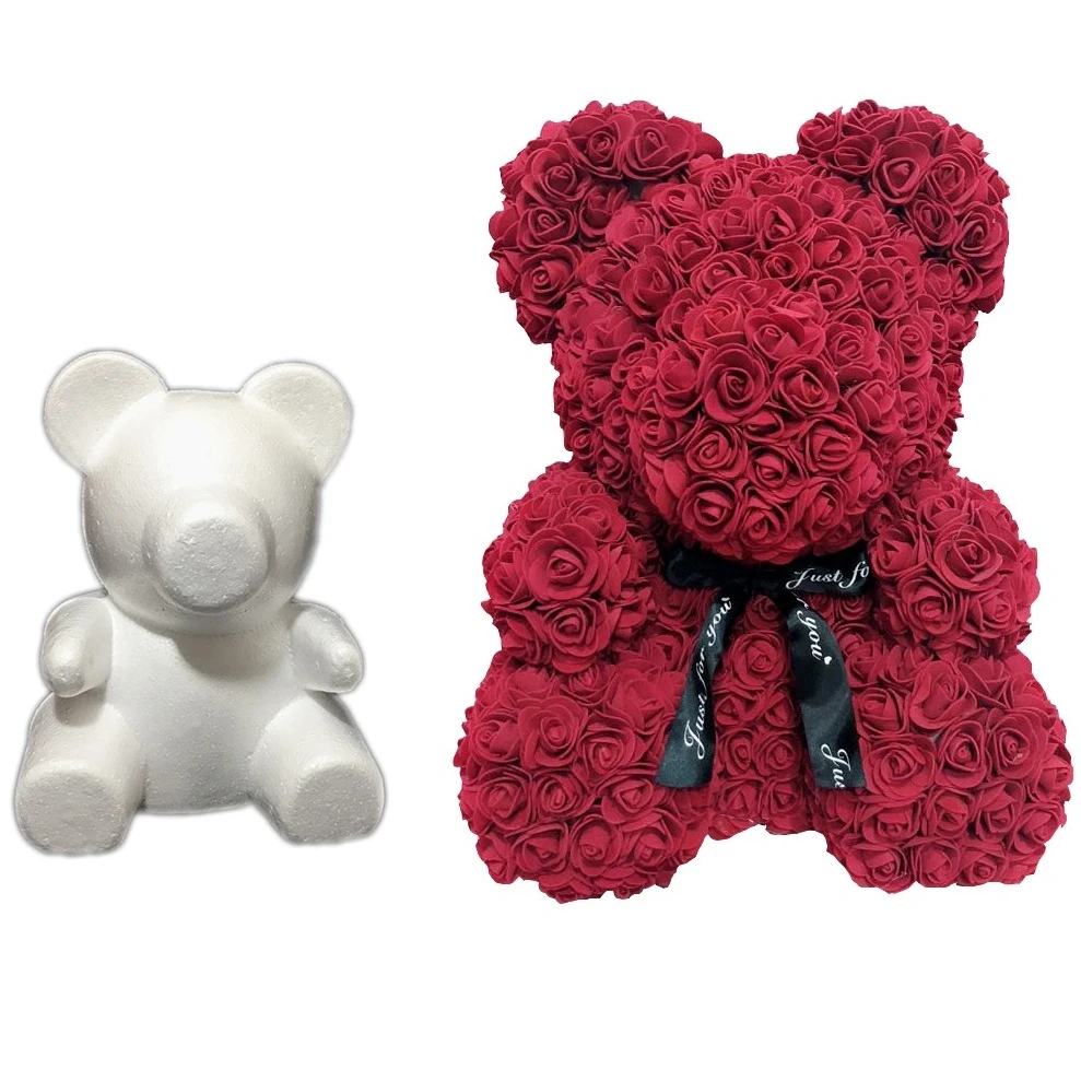 

Cute DIY Polystyrene Styrofoam White Foam Bear Mold Teddy Rose Flower Valentine's Day Gifts Wedding Birthday Party Decor