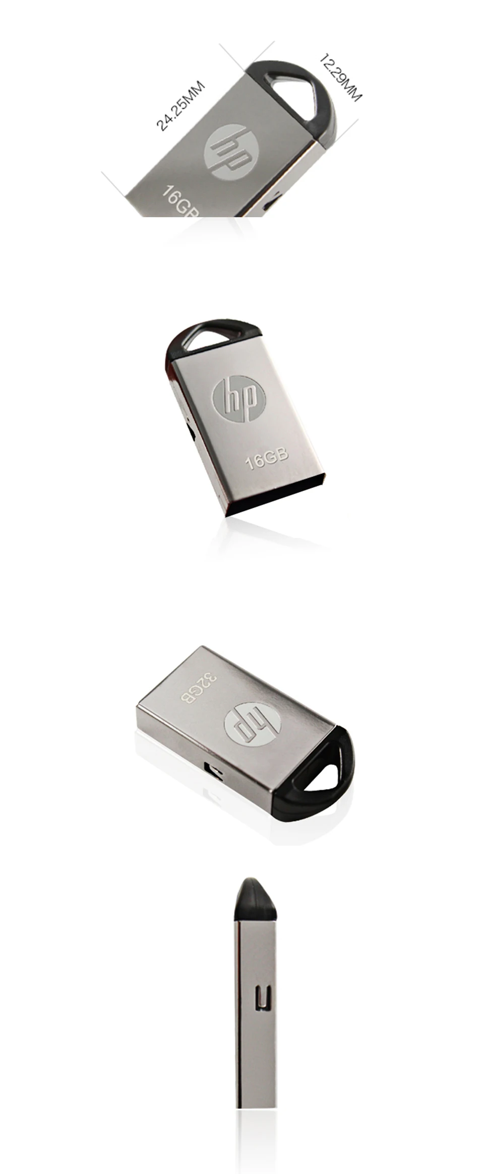 Hp USB флеш-накопитель 16 Гб/32 ГБ/64 ГБ флеш-накопитель Флешка флеш-диск USB 2,0 карта памяти USB диск металлический Пылезащитный Водонепроницаемый