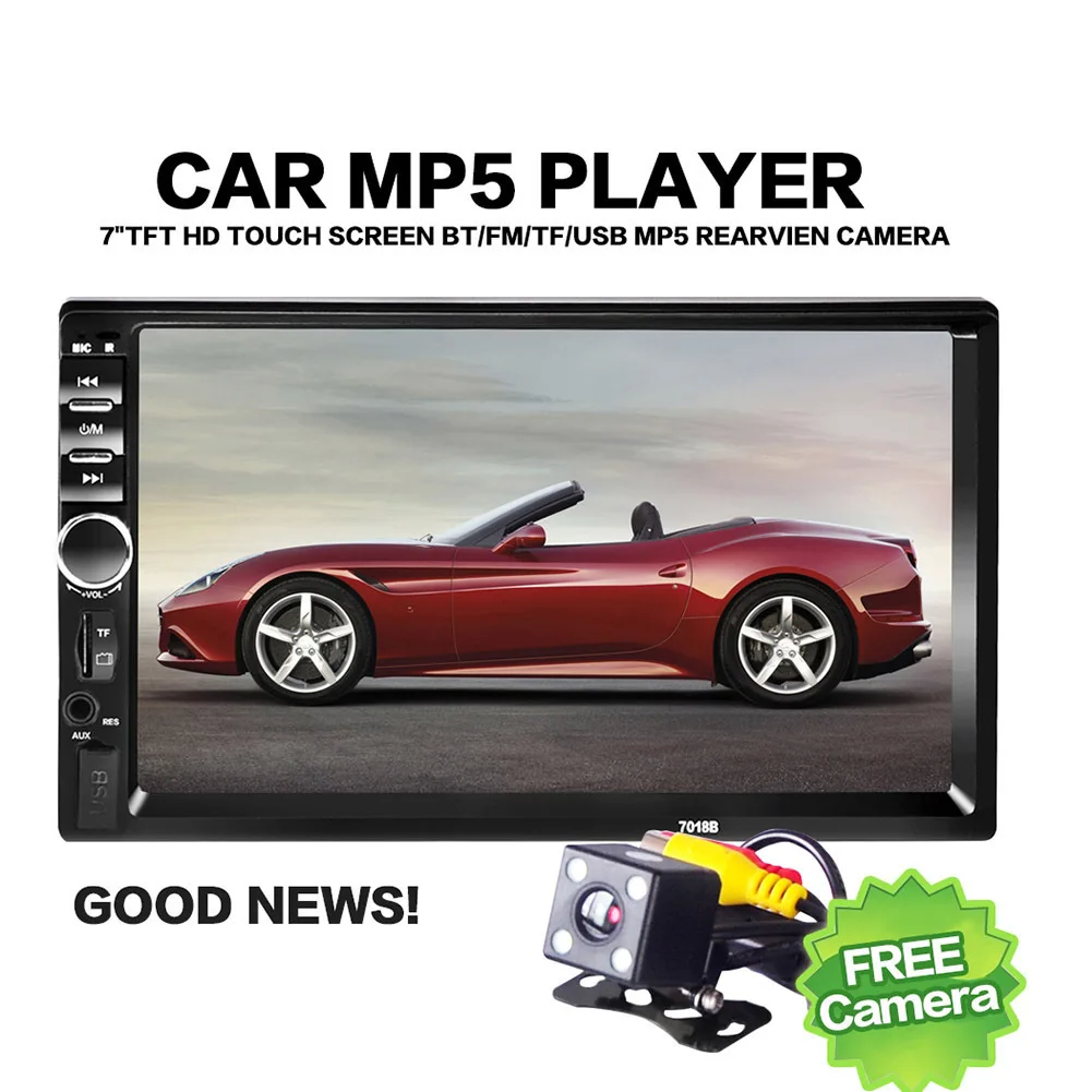 

REAKOSOUND 7'' HD Double 2DIN Car In-Dash Touch Screen Bluetooth Car Stereo FM MP3 MP5 Radio Player with Wireless Remote Control