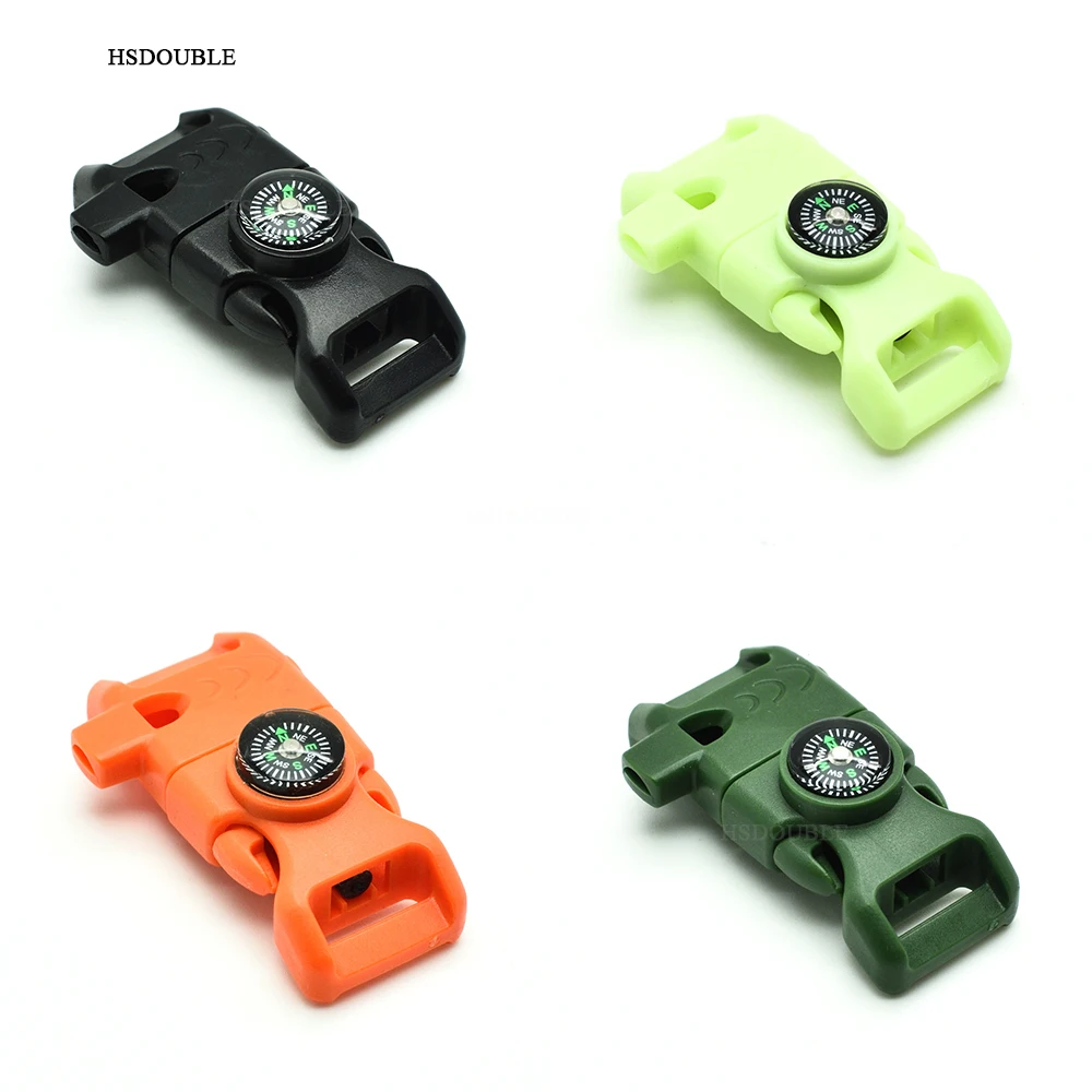 

2pcs 5/8" Side Release Buckle Whistle Compass Scraper Parachute 550 Cord Paracord Bracelet Outdoor Camp Backpack Survival Kits