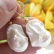 Xiuli 00287 ОГРОМНЫЙ 26 ММ БЕЛЫЙ КЕШИ ВОЗРОДИТЬСЯ ЖЕМЧУЖНЫЕ СЕРЬГИ 14KGP