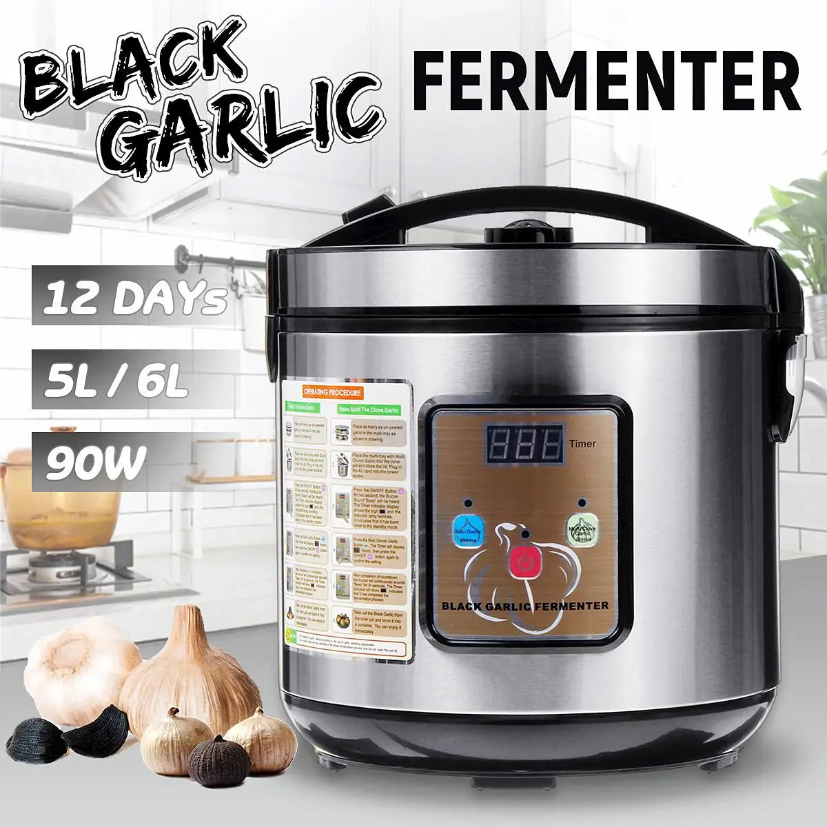 

Home diy Automatic Black Garlic Fermenter 5L/6L 110V 220V Digital Display Fermentation Machine Household Kitchen Cooking Tools