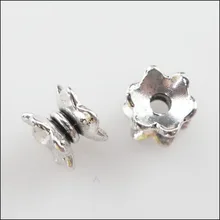 30 шт тибетские серебряные тона цветок Spacer Бусины пластиковые заглушки Подвески 5x7 мм