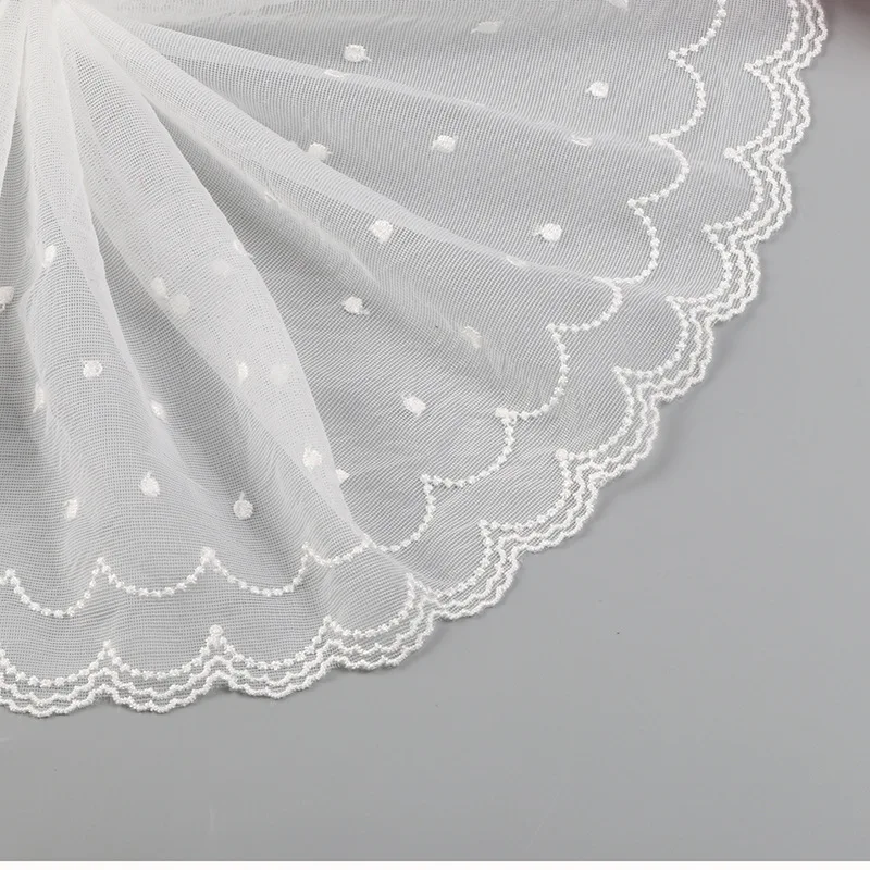 

2Yards 18cm White Wave Embroidered Net Lace Trim Fabric For Car Bobbi dolls Wedding Dress Handmade DIY Clothing Accessories