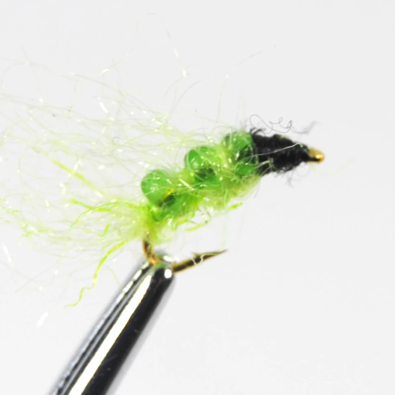 Мухи форели рыболовные приманки стеклянные бусины Caddis Larva Pupa Nymph Размер 14 зеленый