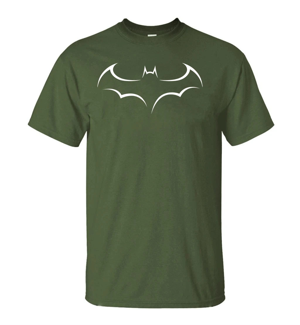 Летняя популярная мужская футболка с суперменом и Бэтменом, хлопок, Высококачественная брендовая мужская Спортивная свободная футболка с аниме для фанатов - Цвет: dark green