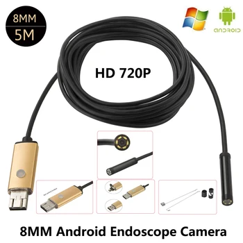 

JCWHCAM 8mm Lens 6 LED PC USB Endoscope HD 720P 2M 5M USB Android Borescope OTG Tube Inspection Phone Camera