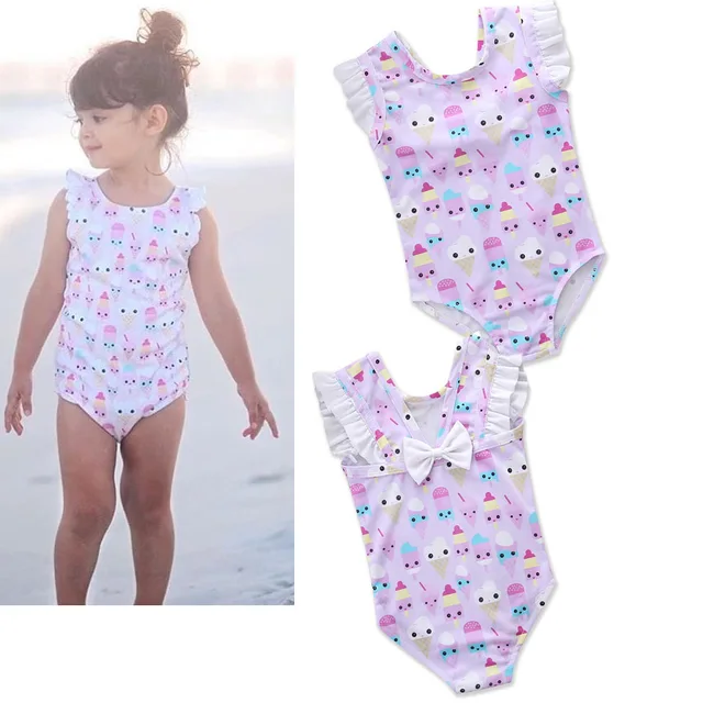 Special Price 2018 New girls sexy swimsuit children's swimsuit kids beach vacation clothes princess  flamingos ice Cream swimwear 18M01