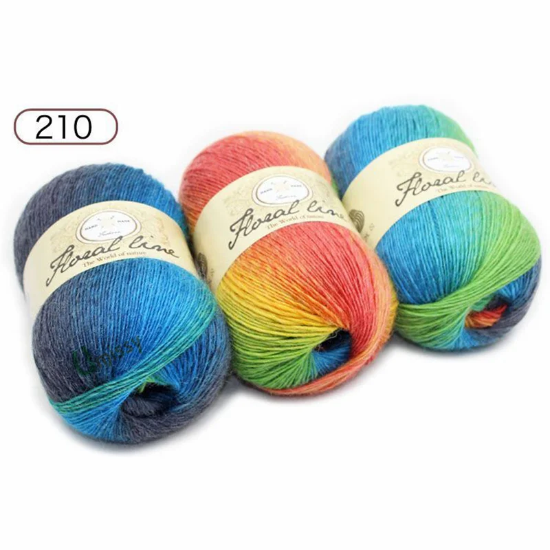 Sale Colorful Rainbow Scarf Shawl Cashmere Wool Hand Knit Yarn 1 Skeinx50g 11 