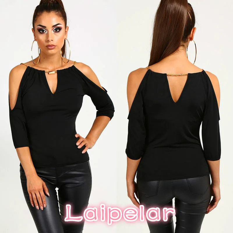 

Fashion Women Loose Summer Casual Off Shoulder Blouse Shirt Tops Black Half Sleeve Hollow Out Blouse Clothes Plus Size S M L XL