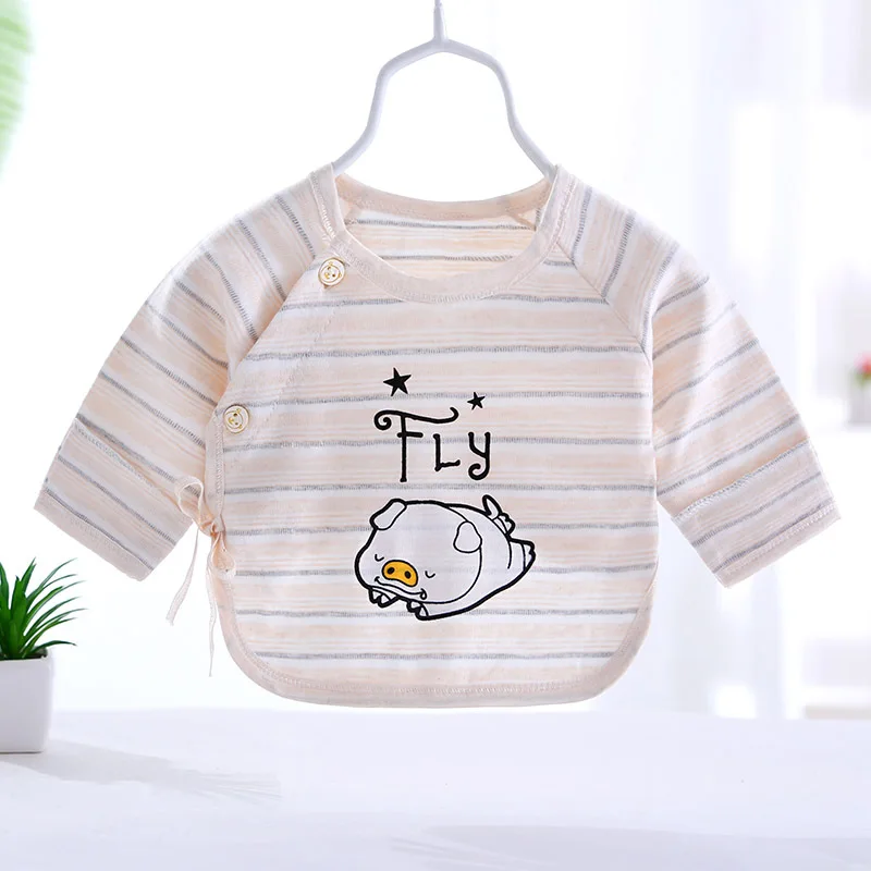 Новая весенняя Мягкая футболка для новорожденных, для детей от 0 до 3 месяцев, детская хлопковая майка с длинными рукавами, с короткими рукавами, с рисунком, милая одежда для сна - Цвет: 9003 yellow
