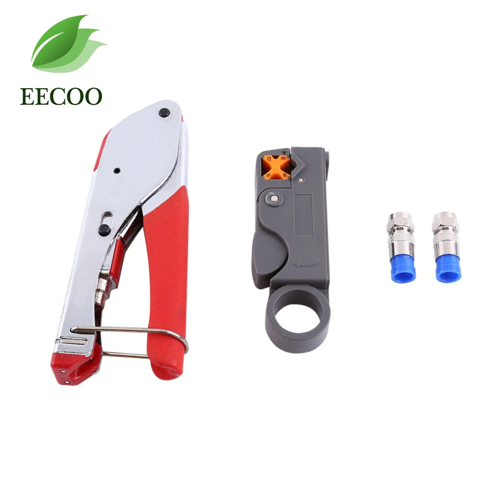 

1 set Coaxial Cable Wire Stripper RG6/RG59 Compression F Connector Tool Crimping Pliers Wire Stripping Pliers Kit Free Shipping