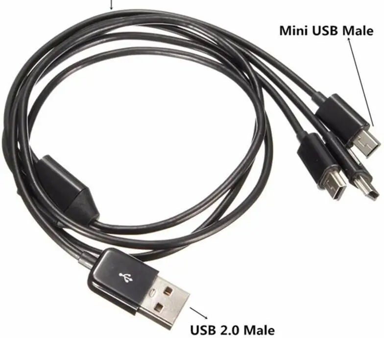 USB 2,0 type A Male to 3 Mini USB B Male 5 pin кабель для зарядки данных 480Mbp кабель для синхронизации питания сплиттер для телефона высокая скорость